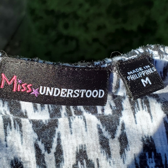 Miss Understood Black White Grey Print Midi Spaghetti Strap Dress Size M - Picture 14 of 15